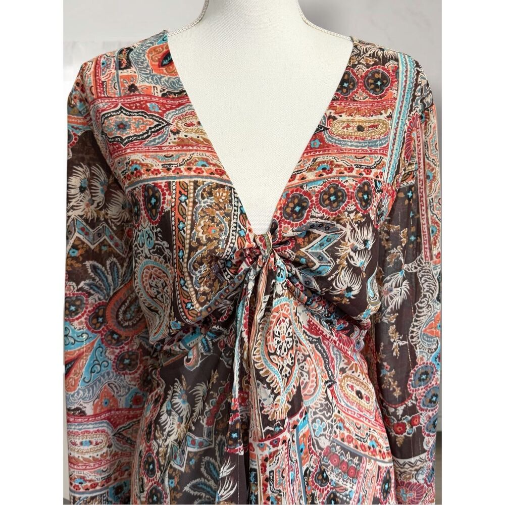 Lane Bryant Semi Sheer Boho Scarf Top Tunic Sz 18/20 2X - Picture 4 of 14